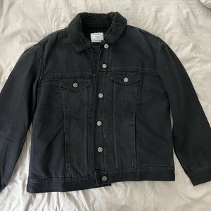 Black Old Navy Sherpa Boyfriend Jacket